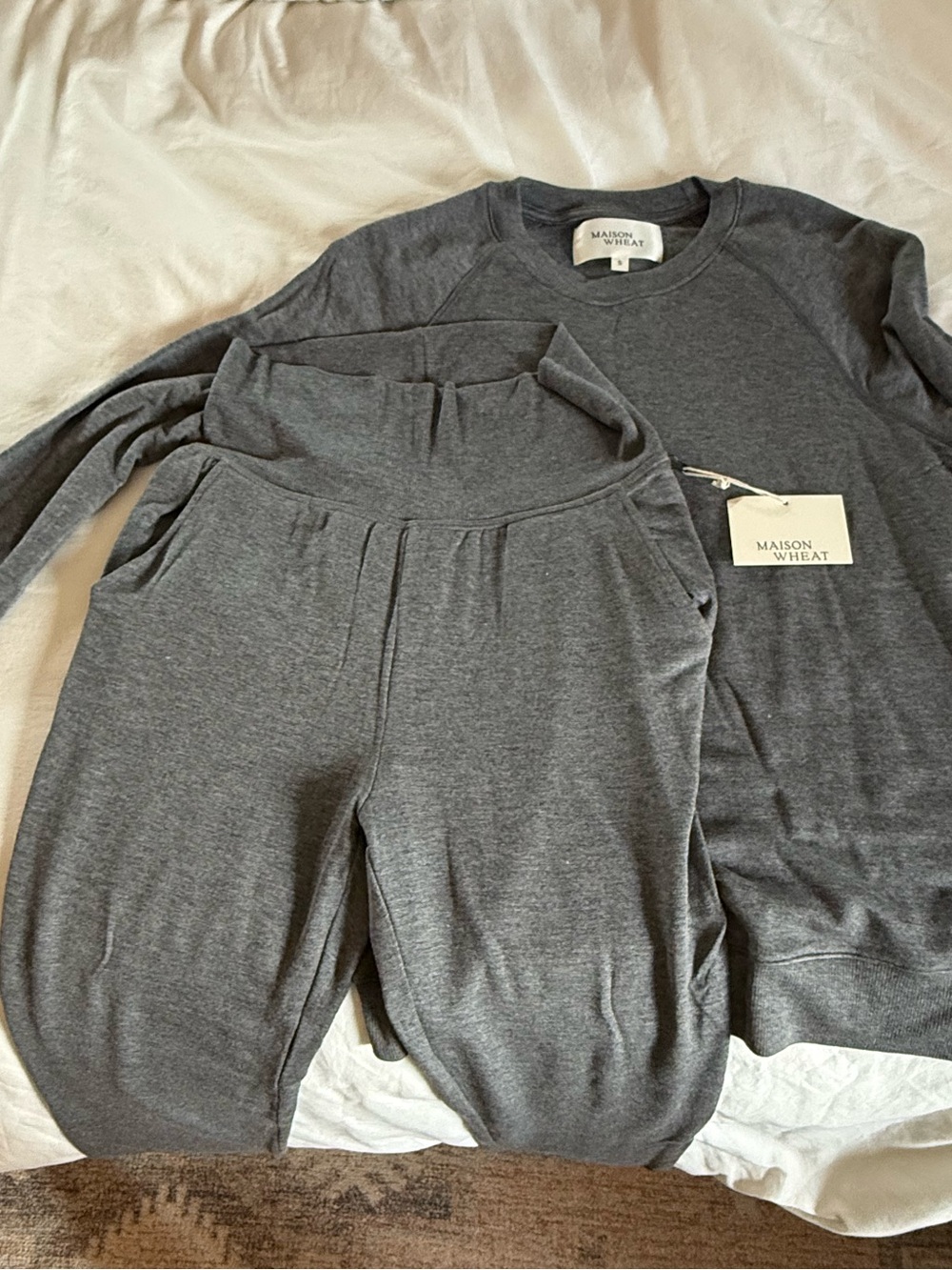 Maison Wheat loungewear set. Nashville sweatshirt,Los Angelos jogger. Small. NWT - Picture 3 of 5